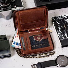 Įkelti vaizdą į galerijos rodinį, Vyriška odinė piniginė, ruda, Peterson 1254