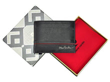 Įkelti vaizdą į galerijos rodinį, Vyriška odinė piniginė, juoda su mėlyna juostele, Pierre Cardin 3757 Galanterija