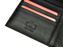Įkelti vaizdą į galerijos rodinį, Vyriška odinė piniginė, juoda su mėlyna juostele, Pierre Cardin 3757 Galanterija