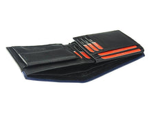 Įkelti vaizdą į galerijos rodinį, Vyriška odinė piniginė, juoda su mėlyna juostele, Pierre Cardin 9259 Galanterija