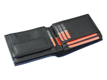 Įkelti vaizdą į galerijos rodinį, Vyriška odinė piniginė, juoda su mėlyna juostele, Pierre Cardin 9259 Galanterija