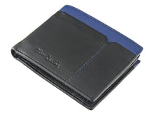 Įkelti vaizdą į galerijos rodinį, Vyriška odinė piniginė, juoda su mėlyna juostele, Pierre Cardin 9259 Galanterija