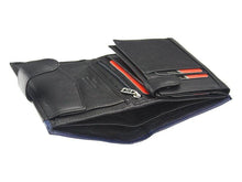 Įkelti vaizdą į galerijos rodinį, Vyriška odinė piniginė, juoda su mėlyna juostele, Pierre Cardin 9266 Galanterija