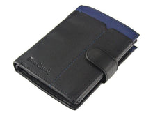 Įkelti vaizdą į galerijos rodinį, Vyriška odinė piniginė, juoda su mėlyna juostele, Pierre Cardin 9266 Galanterija