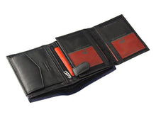 Įkelti vaizdą į galerijos rodinį, Vyriška odinė piniginė, juoda su mėlyna juostele, Pierre Cardin 9280 Galanterija