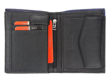 Įkelti vaizdą į galerijos rodinį, Vyriška odinė piniginė, juoda su mėlyna juostele, Pierre Cardin 9280 Galanterija