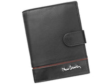 Įkelti vaizdą į galerijos rodinį, Vyriška odinė piniginė, juoda su raudona juostele, Pierre Cardin 3702 Galanterija