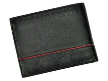 Įkelti vaizdą į galerijos rodinį, Vyriška odinė piniginė, juoda su raudona juostele, Pierre Cardin 3740 Galanterija