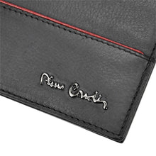 Įkelti vaizdą į galerijos rodinį, Vyriška odinė piniginė, juoda su raudona juostele, Pierre Cardin 6750 Galanterija