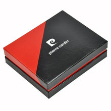 Įkelti vaizdą į galerijos rodinį, Vyriška odinė piniginė, juoda su raudona juostele, Pierre Cardin 6750 Galanterija