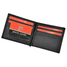 Įkelti vaizdą į galerijos rodinį, Vyriška odinė piniginė, juoda su raudona juostele, Pierre Cardin 6750 Galanterija