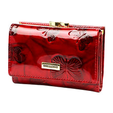 Įkelti vaizdą į galerijos rodinį, Raudona moteriška odinė piniginė iš natūralios lakinės odos, Gregorio 3676
