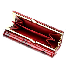 Įkelti vaizdą į galerijos rodinį, Raudona moteriška odinė piniginė iš natūralios lakinės odos, Gregorio 3676
