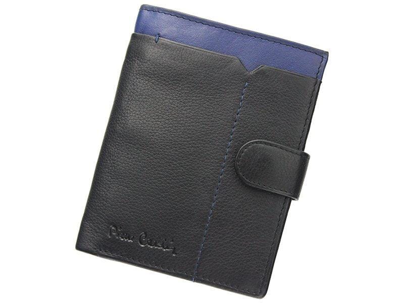 Vyriška odinė piniginė, juoda su mėlyna juostele, Pierre Cardin 9266 Galanterija 